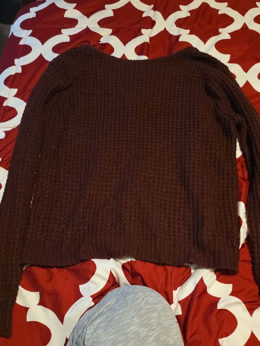 Streetwear Society Women's Crewneck Knit Sweater in Dark Brown